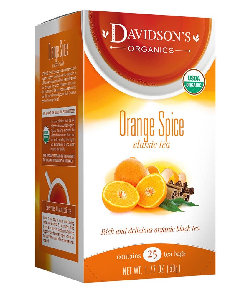 Davidson's Organics, Orange Spice, 25-count Tea Bags, Pack of 6