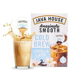 JAVA HOUSE French Vanilla Latte Cold Brew Coffee Pods, (12 Count) Peel and Pour Pods Hot or Iced