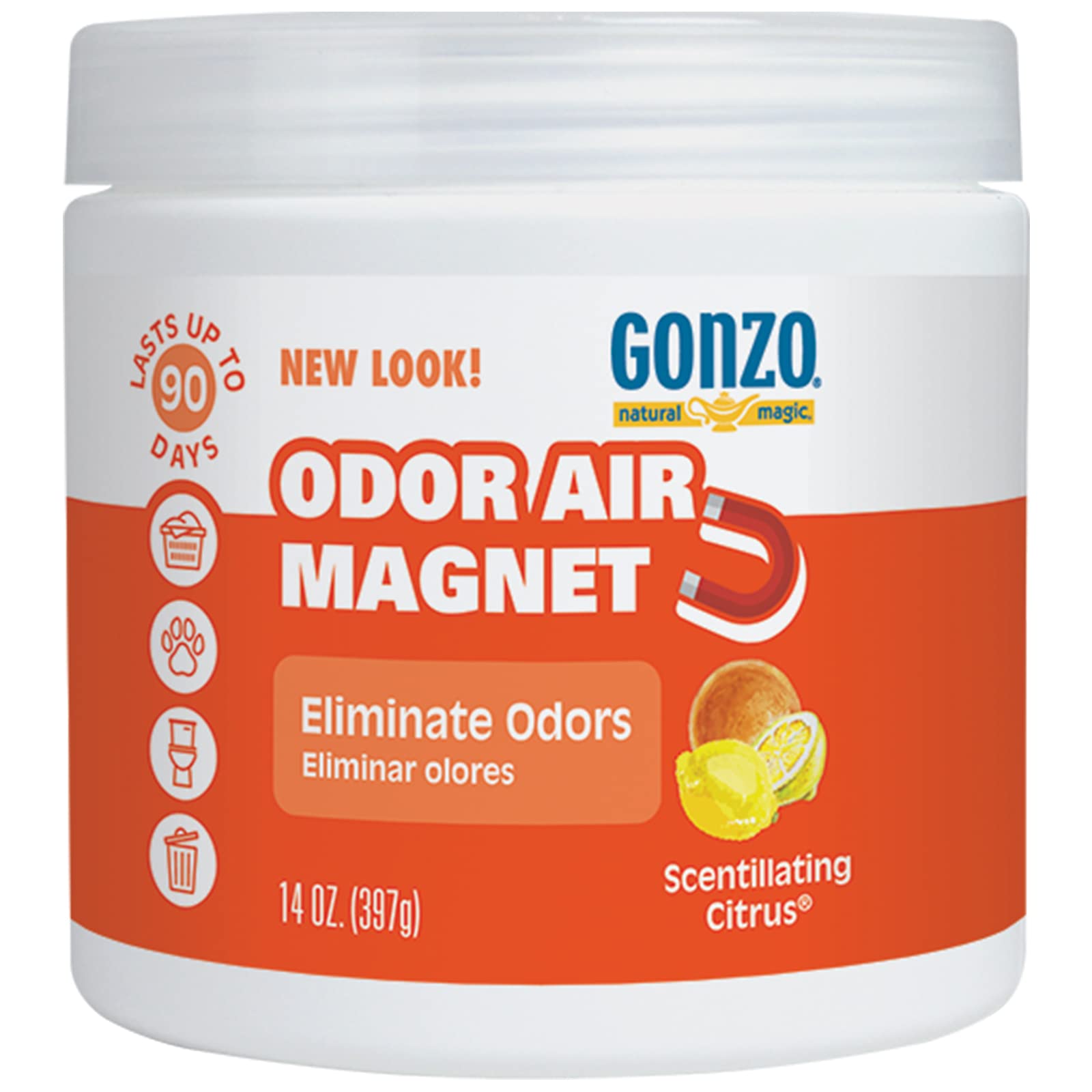 Gonzo Natural Magic Odor Air Magnet - Eliminates Odors from Closets, RV's, Rental Properties, Cars, Pet Areas, Bathrooms, Trash Areas Caused by Smoke