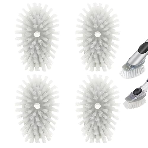 Brush Refills for OXO Dish Brush - 4 Pack Dish Brush Cleaning Soap Dispensing Head Replacement for Scrubber(Grey)