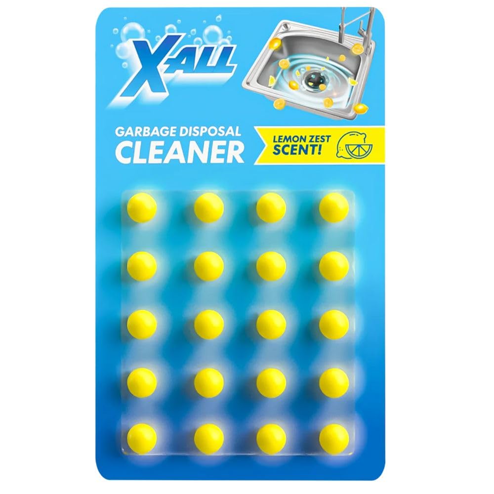X-ALL Garbage Disposal Cleaner Deodorizer Tablets - 24 Pack, New Powerful Foaming Formula - Deep Cleaning and Odor-Eliminator with Lemon Scent
