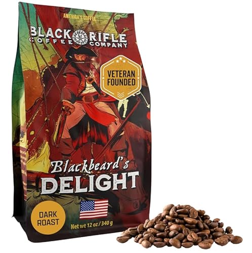 Black Rifle Coffee Company Blackbeard's Delight, 12oz Bag, Whole Bean Dark Roast - Roasted Blend Made from Arabica Beans - Colombian & Brazilian Beans