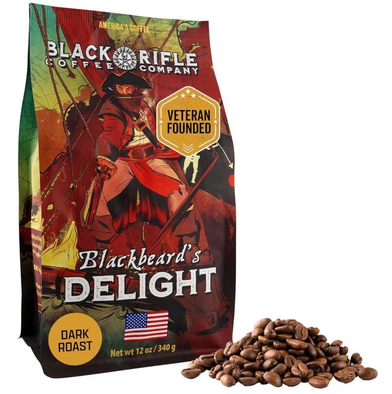 Black Rifle Coffee Company Blackbeard's Delight, 12oz Bag, Whole Bean Dark Roast - Roasted Blend Made from Arabica Beans - Colombian & Brazilian Beans