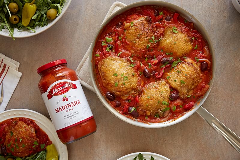 Mezzetta Family Recipes Sauce Combo (4 Pack) | Marinara 24.5 oz, Spicy Marinara 25 oz, Tomato Basil 25 oz, Roasted Garlic 25 oz