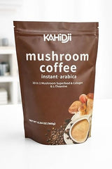 KAHIDJI Premium Mushroom Coffee with Collagen, 10 Mushroom Blend, Instant Coffee Mix, Caramel Macchiato Flavor, 180g