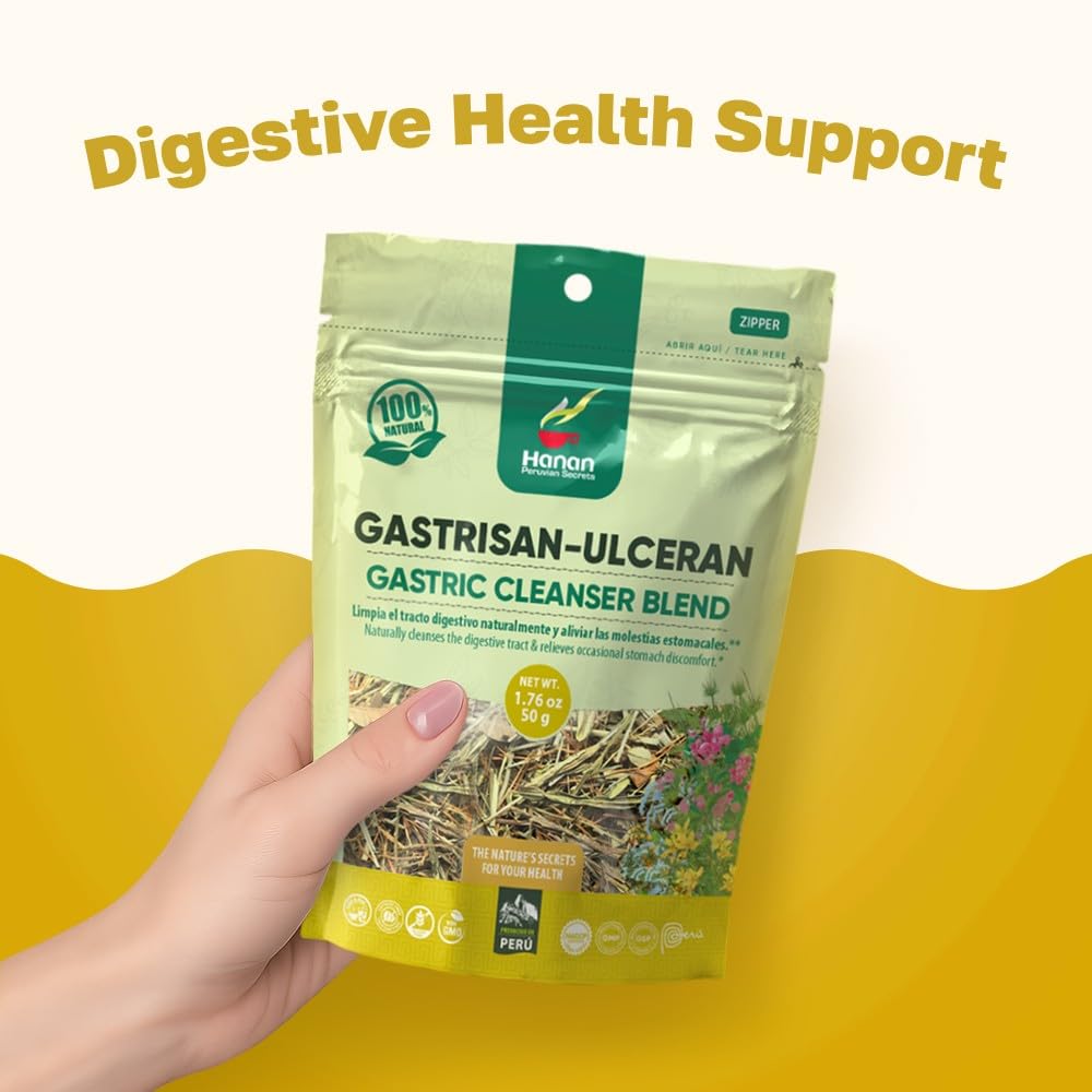Hanan Peruvian Secrets Gastrisan-Ulceran Herbal Tea | 100% Natural Gastric Cleanser | 1.76oz / 50g Loose Leaf Bag | Naturally Cleanses Digestive Tract
