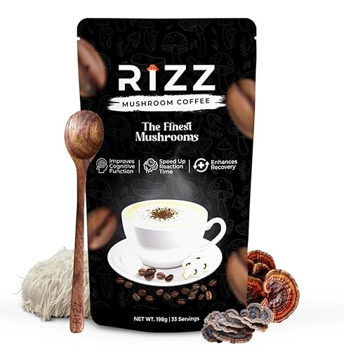 Rizz Mushroom Coffee, 6 Adaptogenic Mushrooms and MCT Oil, Instant Coffee for Better Energy