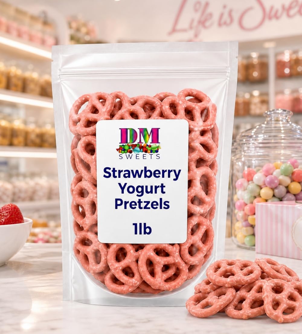 Strawberry Yogurt Covered Pretzels - 1 lb Resealable Bag | Sweet & Crunchy Snack | Fresh Gourmet Pretzel Treats | Perfect for Gifting, Parties