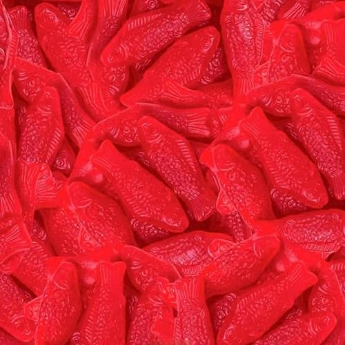 Red Gummy Fish Candy Bulk Bag - 1.5 lbs Soft & Chewy Candy Classic Fruity Flavor Fun Fish Shaped Gummies For Parties, Snacks, Candy Bowls, and Treat
