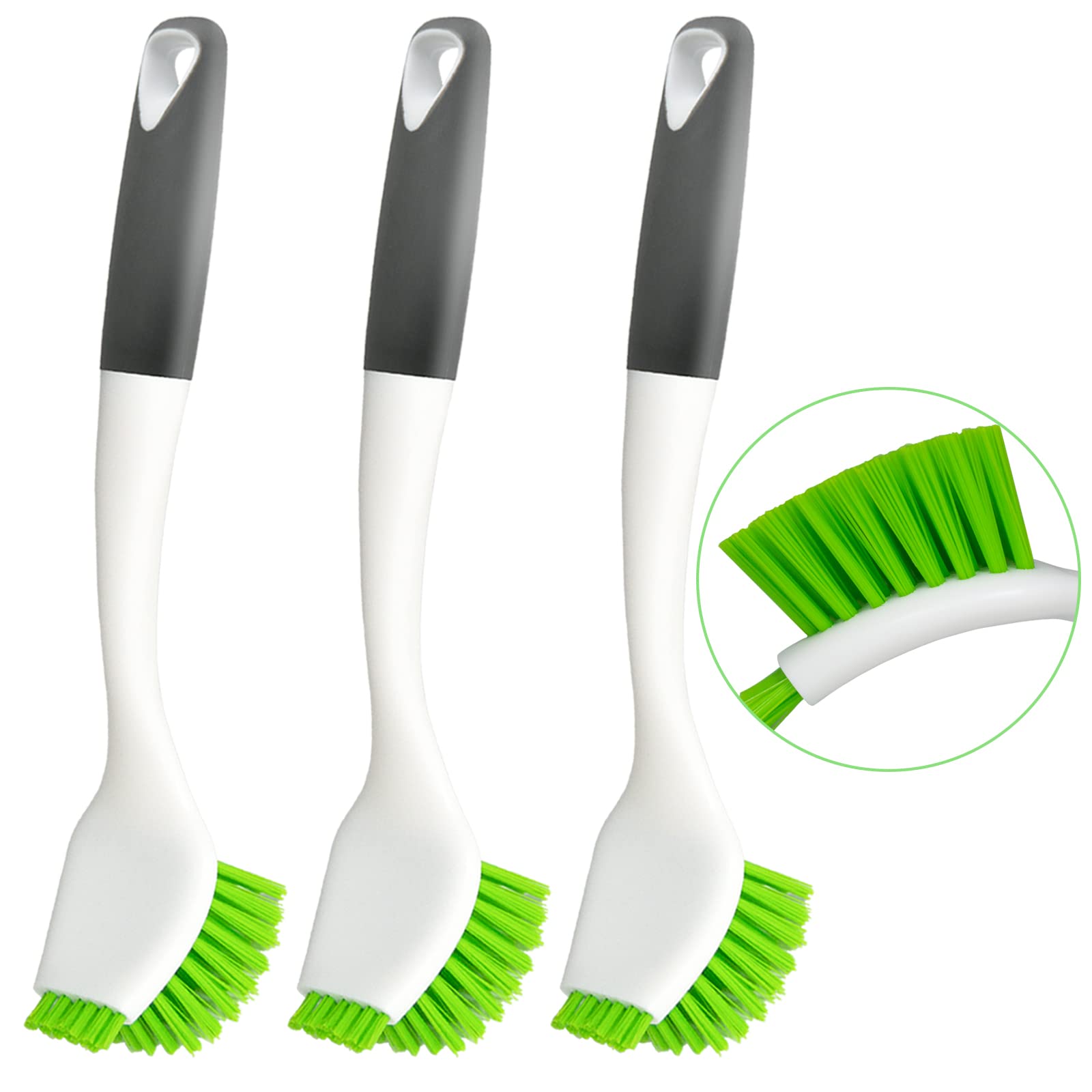 ITTAHO 3 Pack Dish Brush,Dish Scrub Brush, Kitchen Scrub Brush for Cleaning Dishes, Double Sided Bristles Scrubber Cleaner