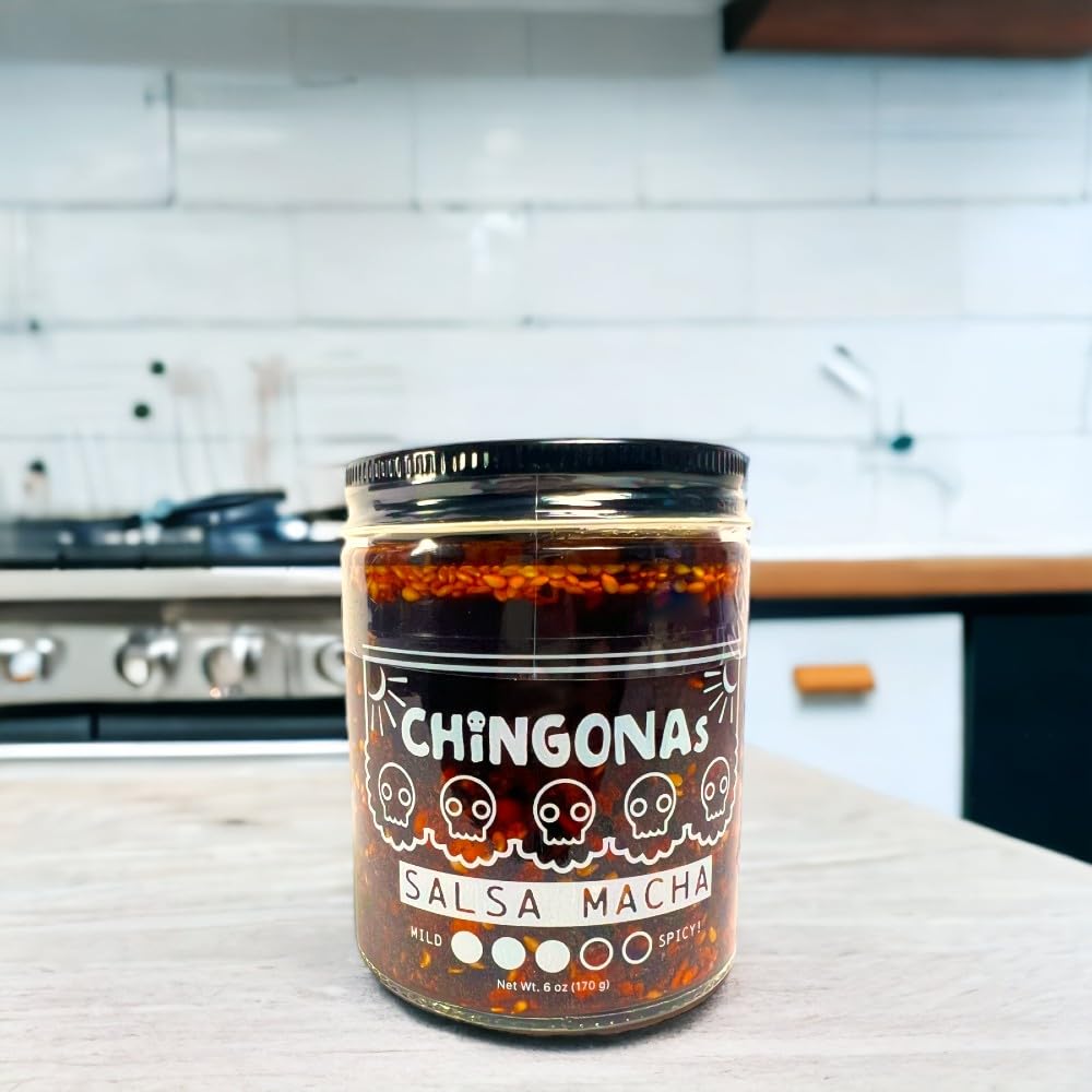 CHiNGONAs Salsa Macha (2-Pack) - Gourmet Mexican Oil-based Chili Crunch Sauce, Vegan and Gluten-Free, Crunchy Chili Oil, 6 oz