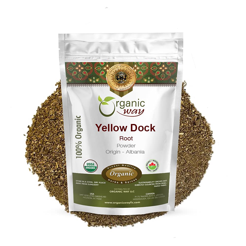 Organic Way Yellow Dock Root Powder (Rumex crispus) - European Wild-Harvest | Organic & Kosher Certified | Vegan, Non GMO & Gluten Free | USDA