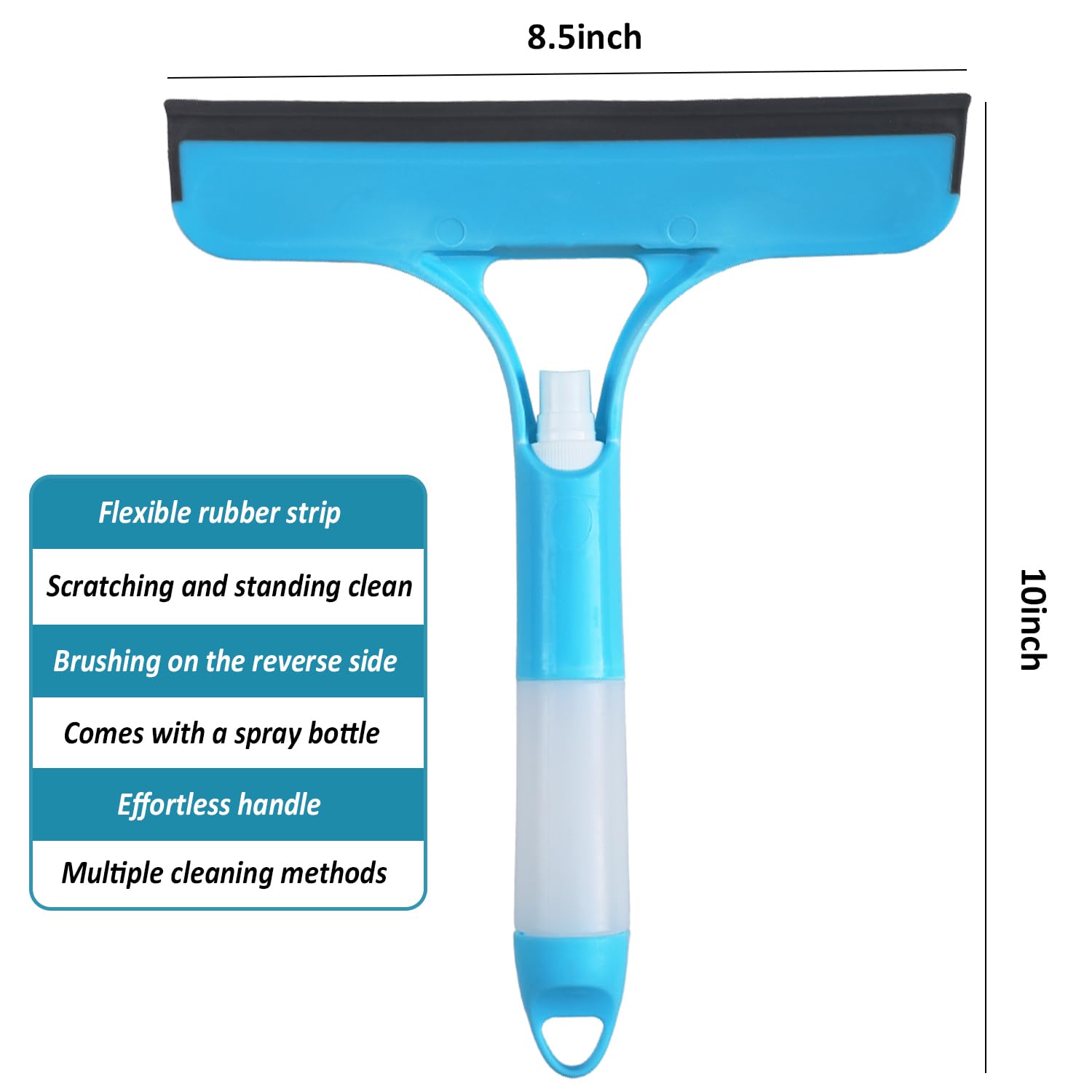 2 Pack All-Purpose Shower Squeegee for Shower Glass Door, Shower Glass Cleaner Squeegee with Spray, Washer, Wiper, 3 Functions in 1, Perfect Household