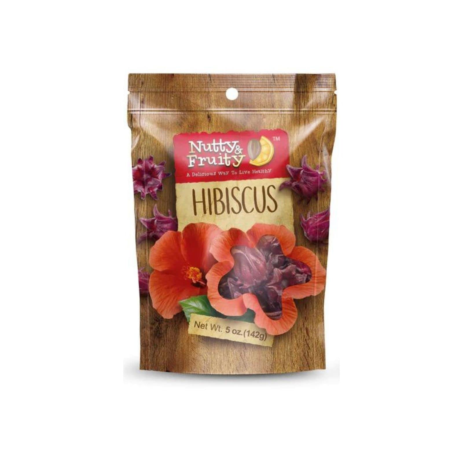 Nutty & Fruity - Dried Eatable Hibiscus Flower - Healthy Snack, Non-GMO, Vegan, Gluten-Free (5 oz)