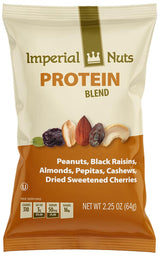 Protein Blend (18 Pack) - Peanuts, Black Raisins, Almonds, Pepitas, Cashews, Dried Sweetened Cherries, 2.25 oz - High Protein, Healthy Snack Mix