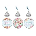 Andaz Press Pink Roses English Tea Party Baby Shower Collection, Personalized Chocolate Drop Label Stickers Trio, 216-Pack, Custom Name, Fits Kisses