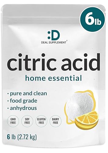 Citric Acid 6 Pounds | Fine Granular Powder, Food Grade, Bulk Supply - Potent Anhydrous Form - Versatile Flavor Enhancer, Preservative, Cleaning