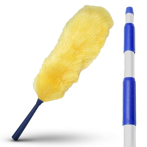 High Ceiling Cobweb Duster and Pole | Ceiling Fan Cleaner Extendable Duster | Nylon Telescoping Long Handle Extension Duster For Cleaning Spider Webs