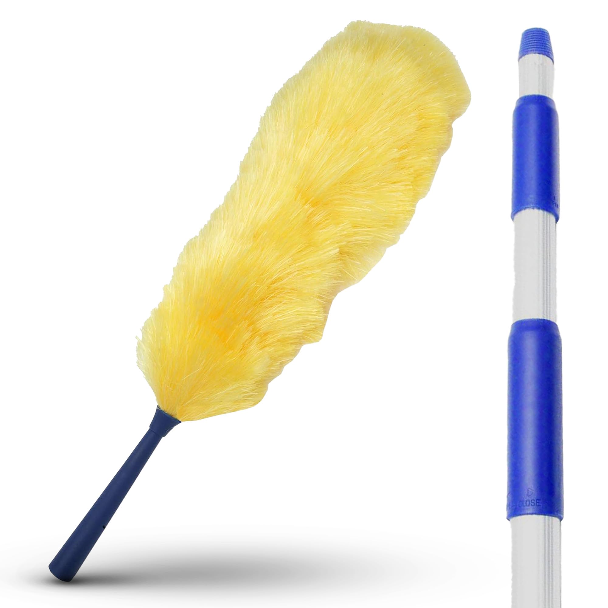 High Ceiling Cobweb Duster and Pole | Ceiling Fan Cleaner Extendable Duster | Nylon Telescoping Long Handle Extension Duster For Cleaning Spider Webs
