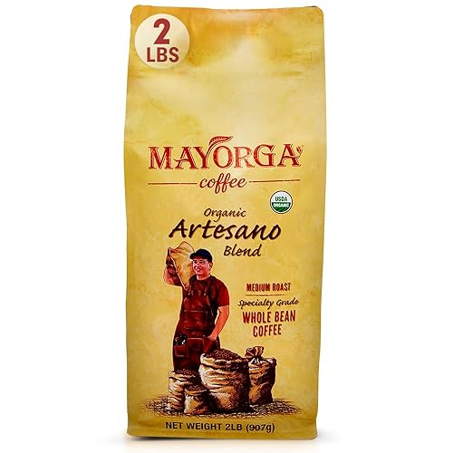 Mayorga Organic Coffee 2lb Artesano Blend - Medium Roast Whole Bean Coffee Speciality Grade, 100% Arabica, Slow Roasted, Chocolate and Nutty Flavor