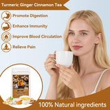 BEICAI 240g/120-Count Premium Turmeric Ginger Cinnamon Tea Bags | 100% Natural, Triangular Corn Fiber for Full-Bodied Brew | Supports Digestive