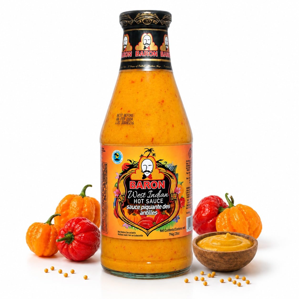 Baron West Indian Hot Sauce - 28 fl.oz