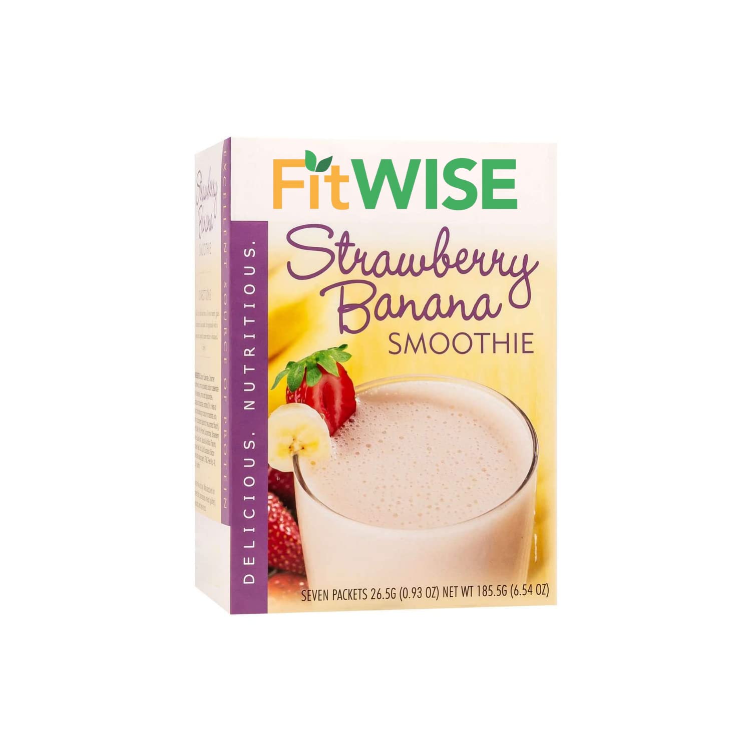 FITWISE - High Protein Meal Replacement Smoothie, Low Calorie, Low Fat, 15g Protein, Ideal Protein Compatible, 7 Servings Per Box (Strawberry Banana)