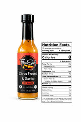 Citrus Fresno & Garlic Hot Sauce by Fresco Sauce - Lime Juice - Orange Juice - Fresno Peppers - Flavorful - All Natural- Vegan - Gluten Free