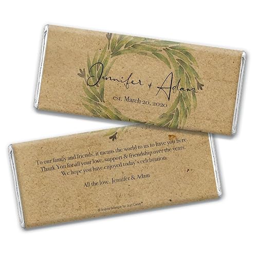 Rustic Wedding Favors for Guests Personalized Wrappers for Chocolate Bars (25 Pack) - Bridal Shower Favors for Guests