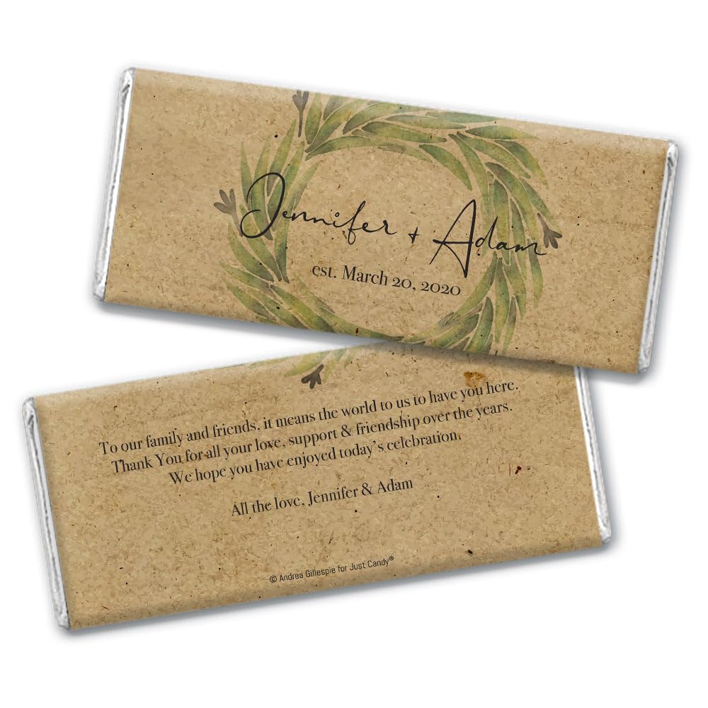 Rustic Wedding Favors for Guests Personalized Wrappers for Chocolate Bars (25 Pack) - Bridal Shower Favors for Guests