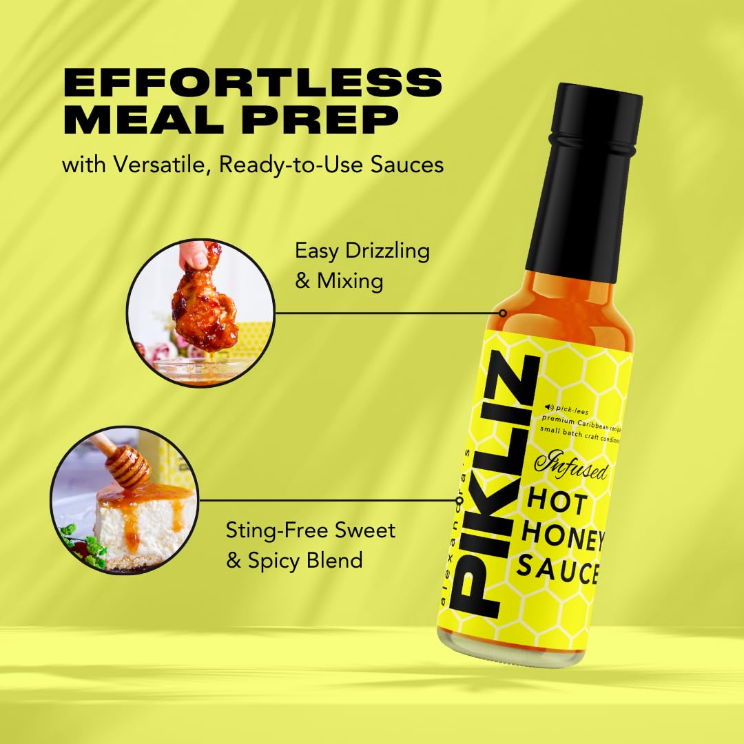 Alexandra’s Pikliz® Hot Honey Sauce - Ranked #4 by Chowhound, Haitian-Caribbean Sweet Heat, 6 oz (Pack of 1)