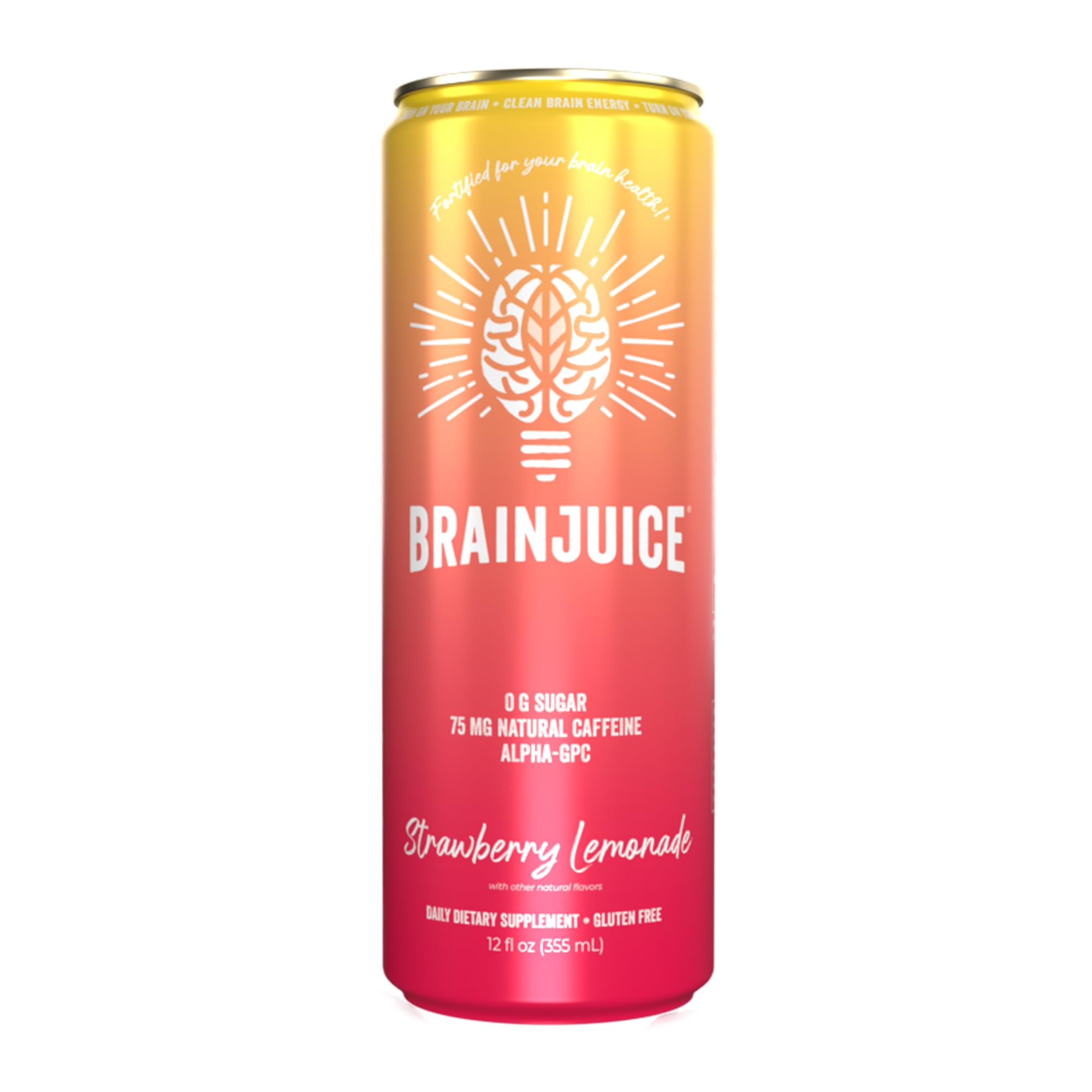 Brainjuice Brain Health Support Drink for Energy & Focus, Vitamin C, B5, B6 & B12, L Theanine, Alpha GPC & Natural Caffeine From Green Tea, Vegan