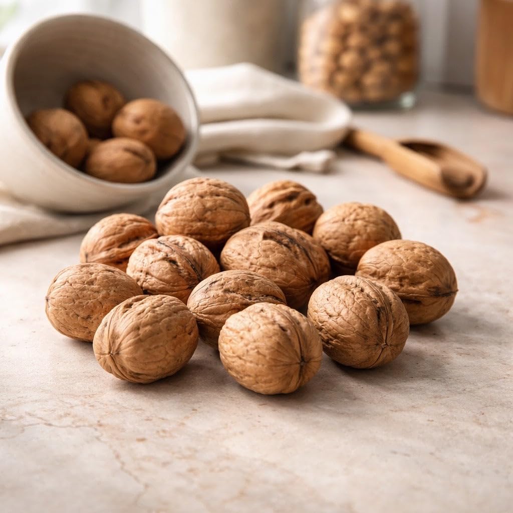 Raw California Walnuts In Shell, Whole Unsalted California Chandler Walnuts - Natural Healthy Snack, Easy to Crack, Resealable Bag - Perfect