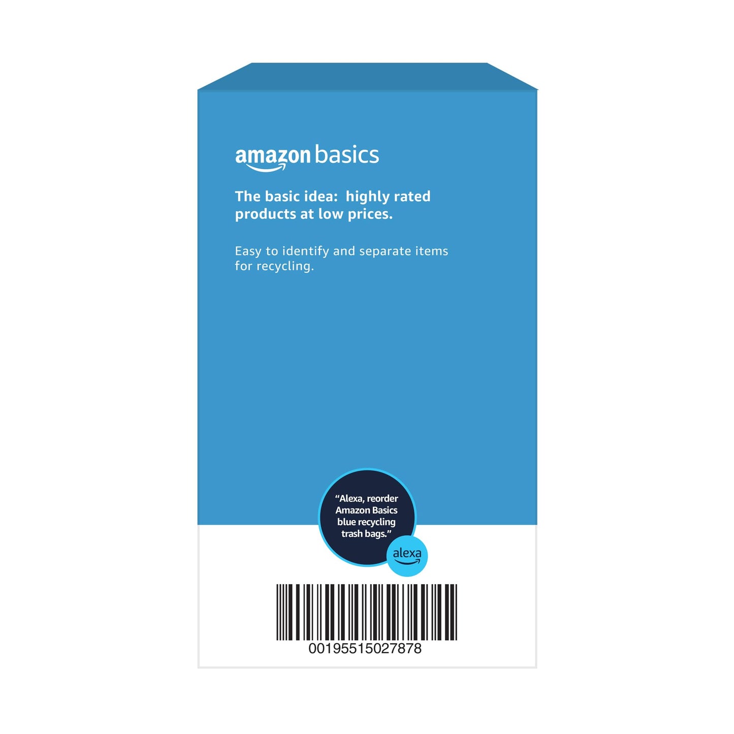 Amazon Basics Blue Recycling Drawstring Trash Bags, Tall Kitchen, Unscented, 13 Gallon, 60 Count