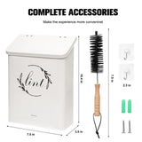 Holismo Magnetic Lint Bin for Laundry Room, Metal Lint Trash Can with Lid for Dryer, Wall Mounted Lint Holder Box with Lint Brush, Modern Farmhouse