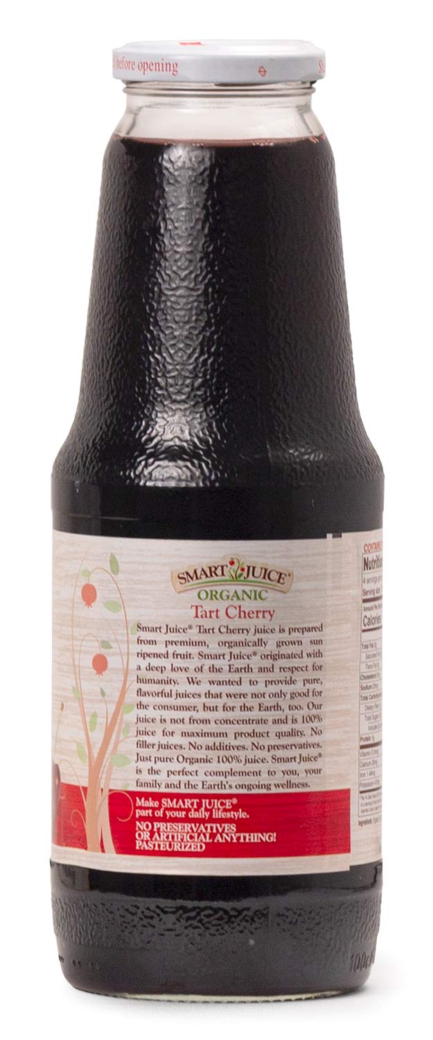 Smart Juice Organic Tart Cherry Juice - 33.8 fl oz (1L) - (Pack of 6) 100% Juice Not From Concentrate