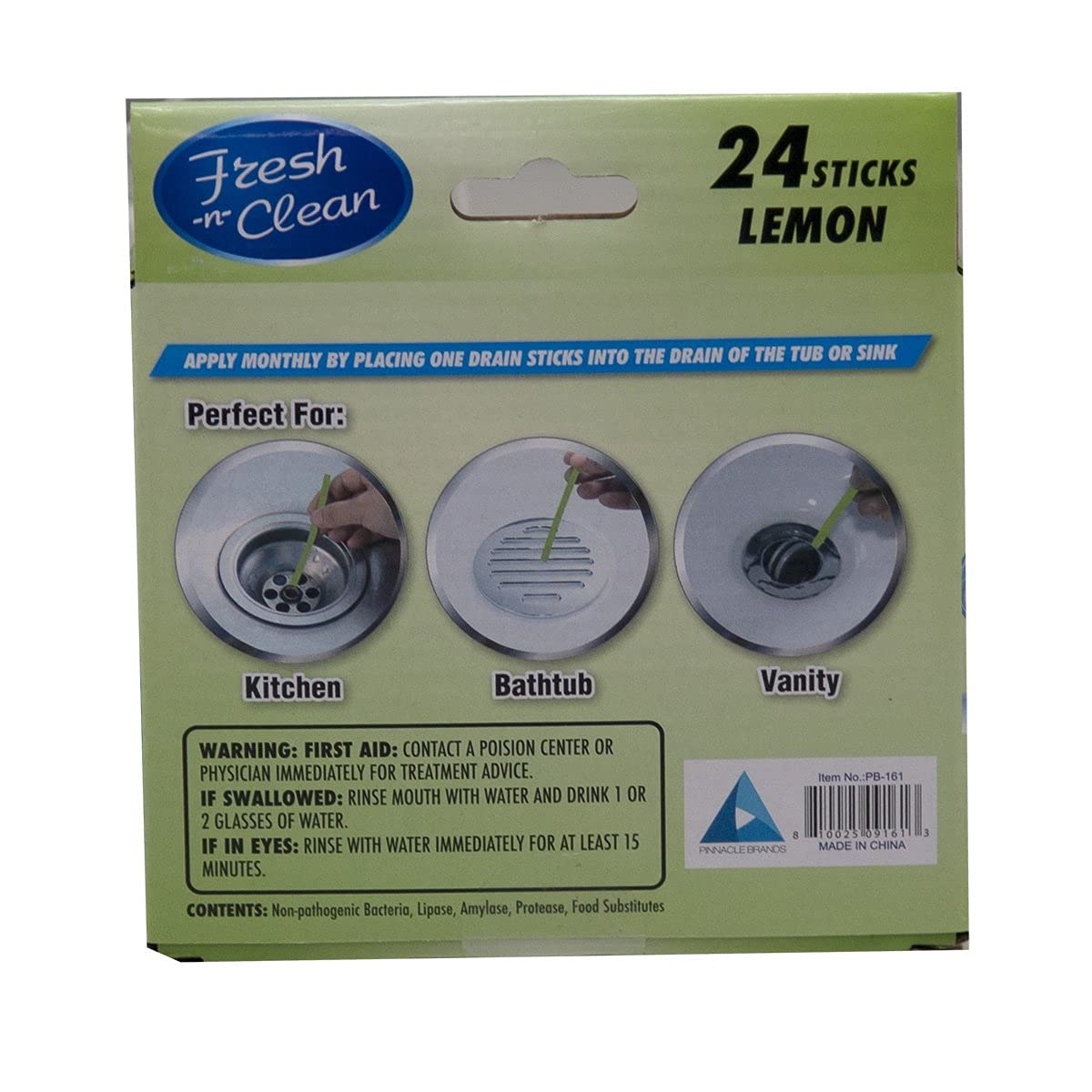 Fresh & Clean Drain Sticks - Lemon - 24 Sticks, Yellow