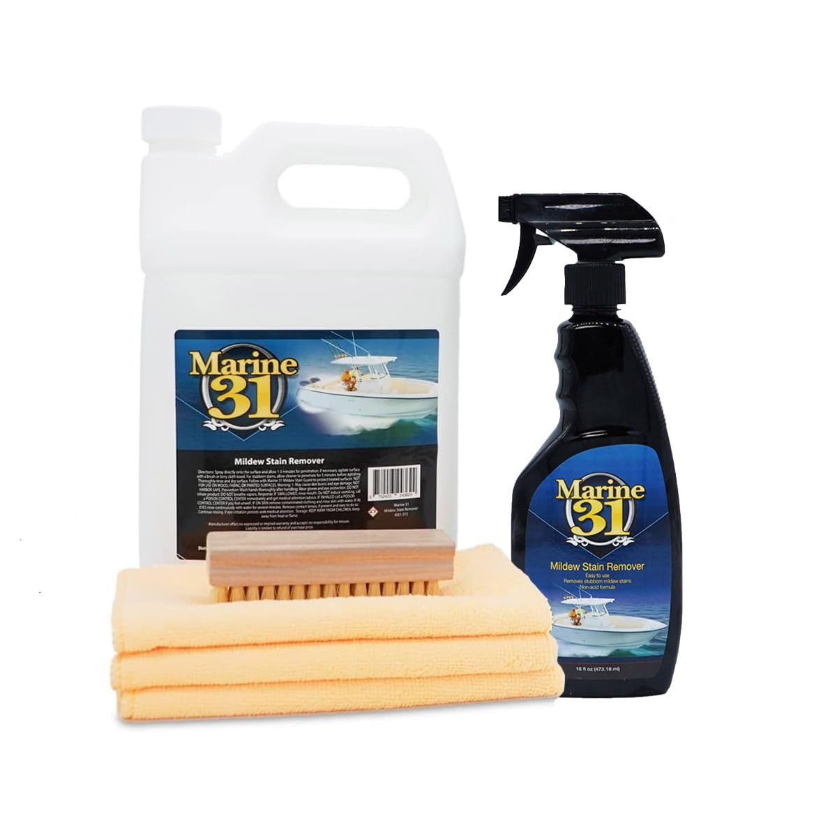Marine 31 Mildew Stain Remover & Cleaner | Effective for Boats, Homes, Patios, Bathrooms & Showers | Removes Mold & Mildew Stains | Combo Pack |