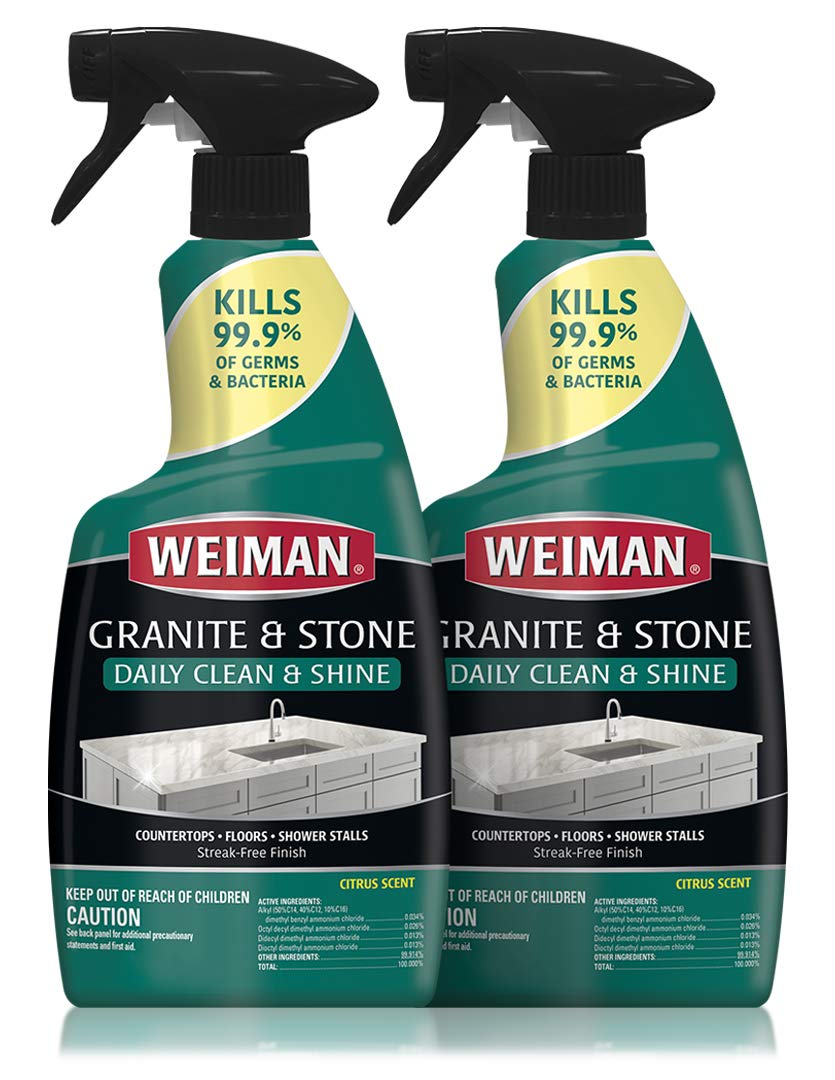 Weiman Disinfectant Granite Daily Clean & Shine - (2 Pack) Safely Clean Disinfect and Shine Granite Marble Soapstone Quartz Quartzite Slate Limestone