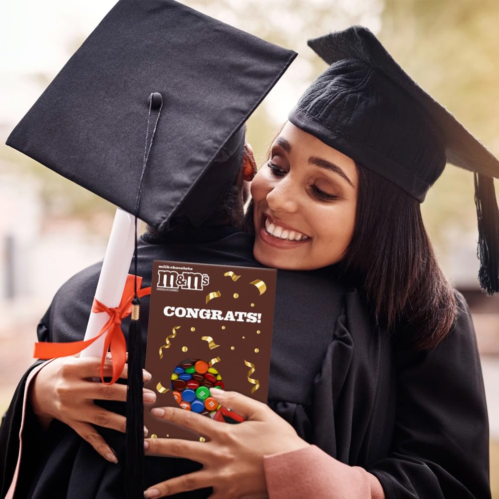 M&M'S Milk Chocolate Candy Gift Box with Congrats Card for Graduation, Anniversary, Engagement, Wedding, Baby, New Job, and All Congratulations Card