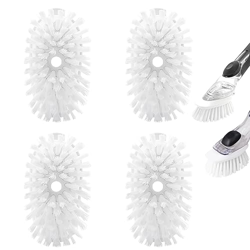 Brush Refills for OXO Dish Brush - 4 Pack Dish Brush Cleaning Soap Dispensing Head Replacement for Scrubber (White)