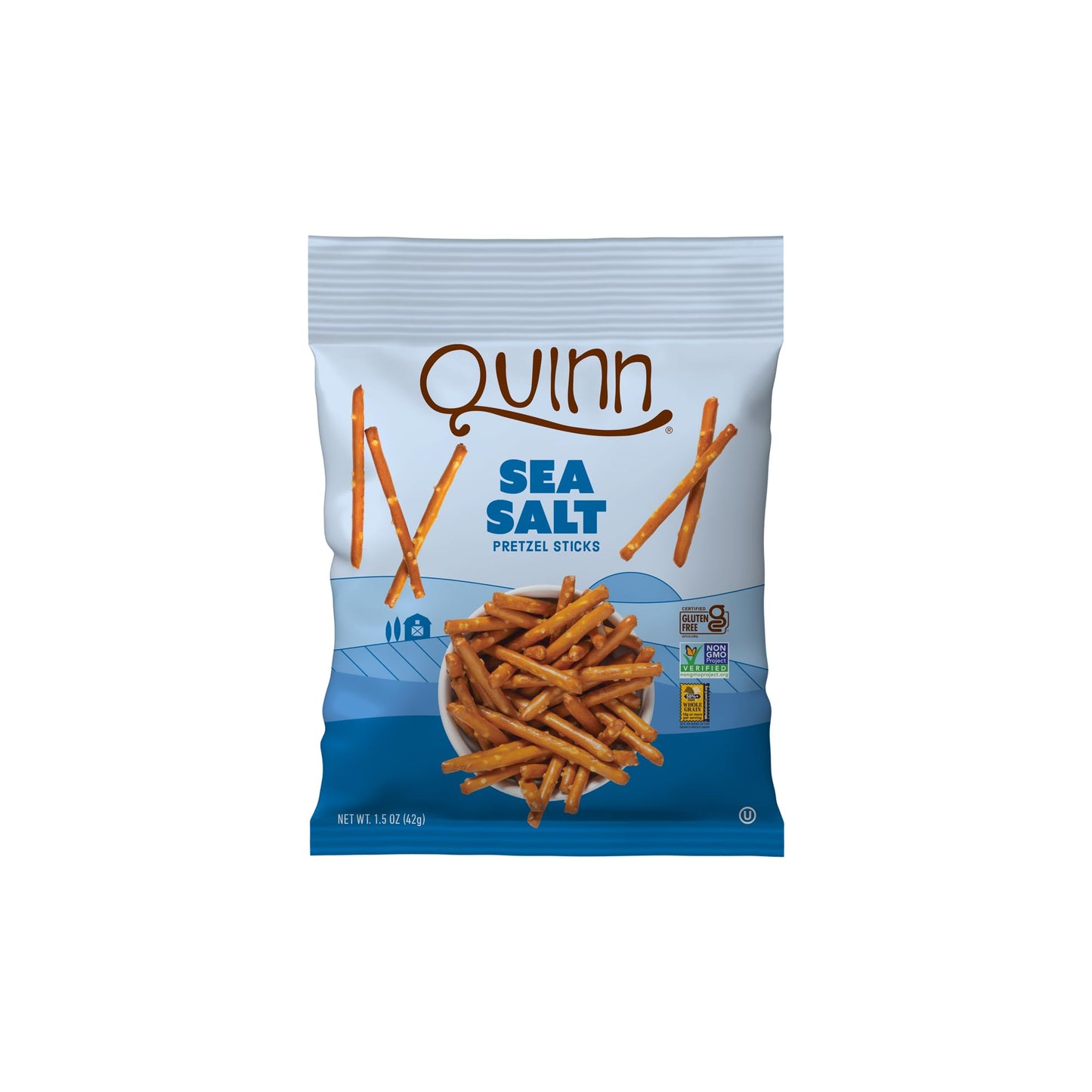 Quinn Gluten Free Sea Salt Pretzel Sticks - Whole Grain, Made with Real Ingredients, Whole Grain Sorghum, Sea Salt, Vegan, Gluten Free, Dairy Free
