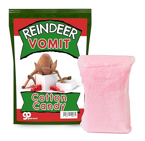Reindeer Vomit Cotton Candy - Pink Novelty Candy for Kids - Stocking Stuffer, Christmas Gag Gift, Gluten-Free, Made in America