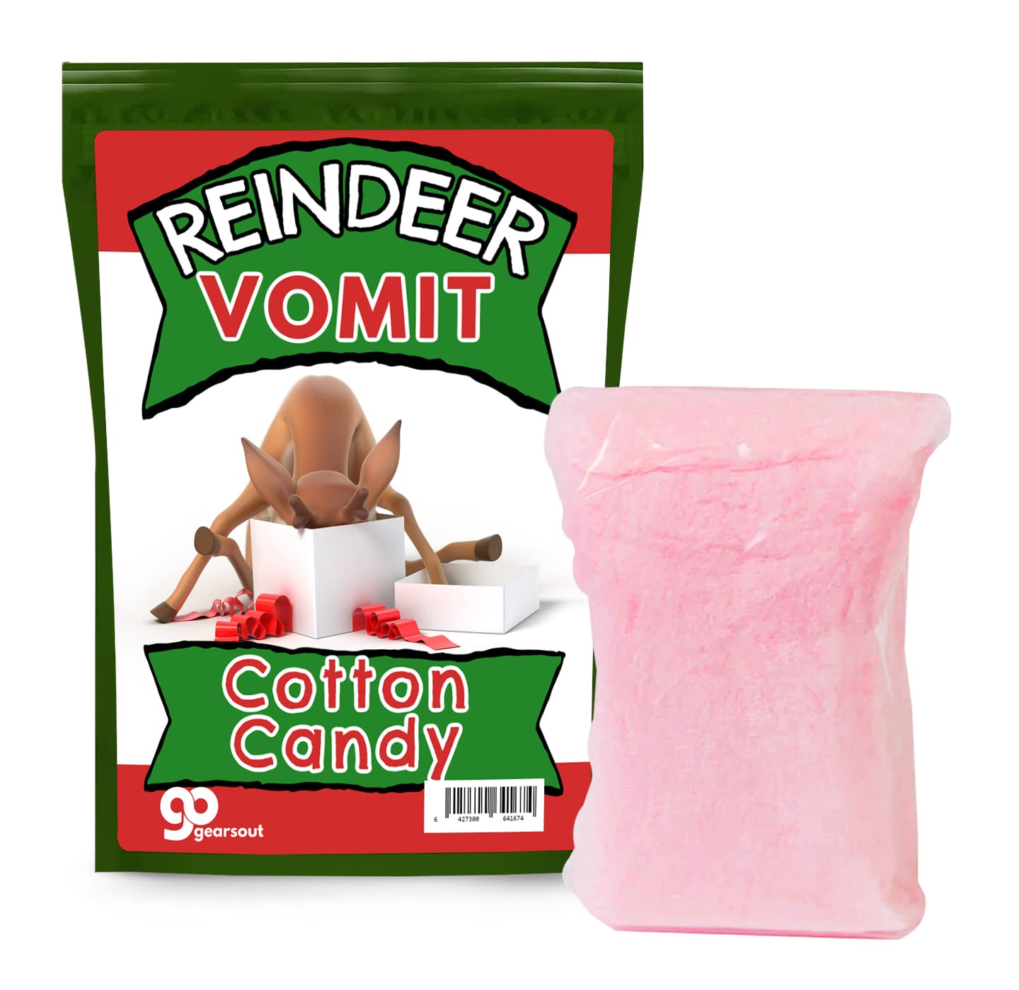 Reindeer Vomit Cotton Candy - Pink Novelty Candy for Kids - Stocking Stuffer, Christmas Gag Gift, Gluten-Free, Made in America