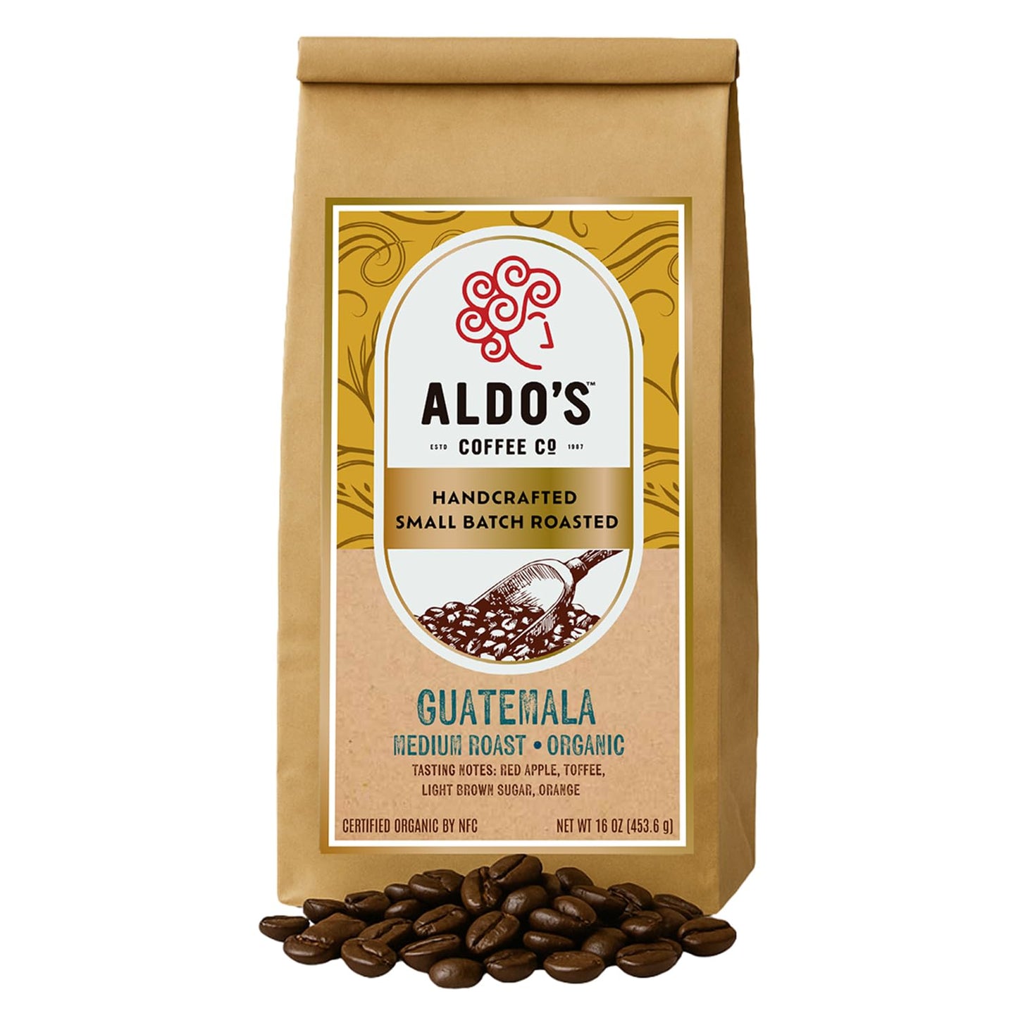 Aldo’s Coffee Company Guatemala Single Origin Ground Coffee, Organic Medium Roast, 100% Arabica from Guatemala, 16 oz (Medium Grind)