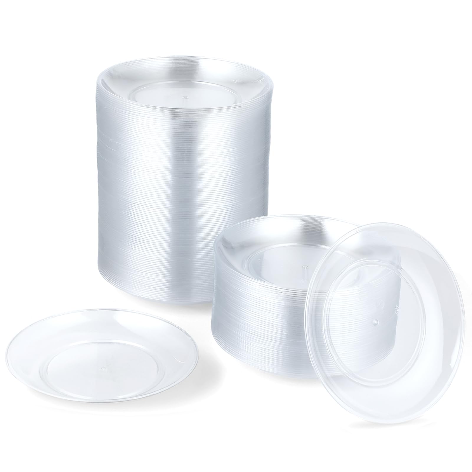 BATTIPAW 200 Pcs Clear Plastic Plates for Party, 5 inch Disposable Hard Plastic Dinner Plates Small Dessert/Salad Plates for Wedding Parties