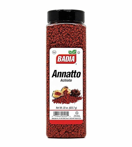 Badia Whole Annatto 22 oz - Warm, Peppery, Slightly Nutty Flavor - Achiote Seeds for Natural Color & Seasoning