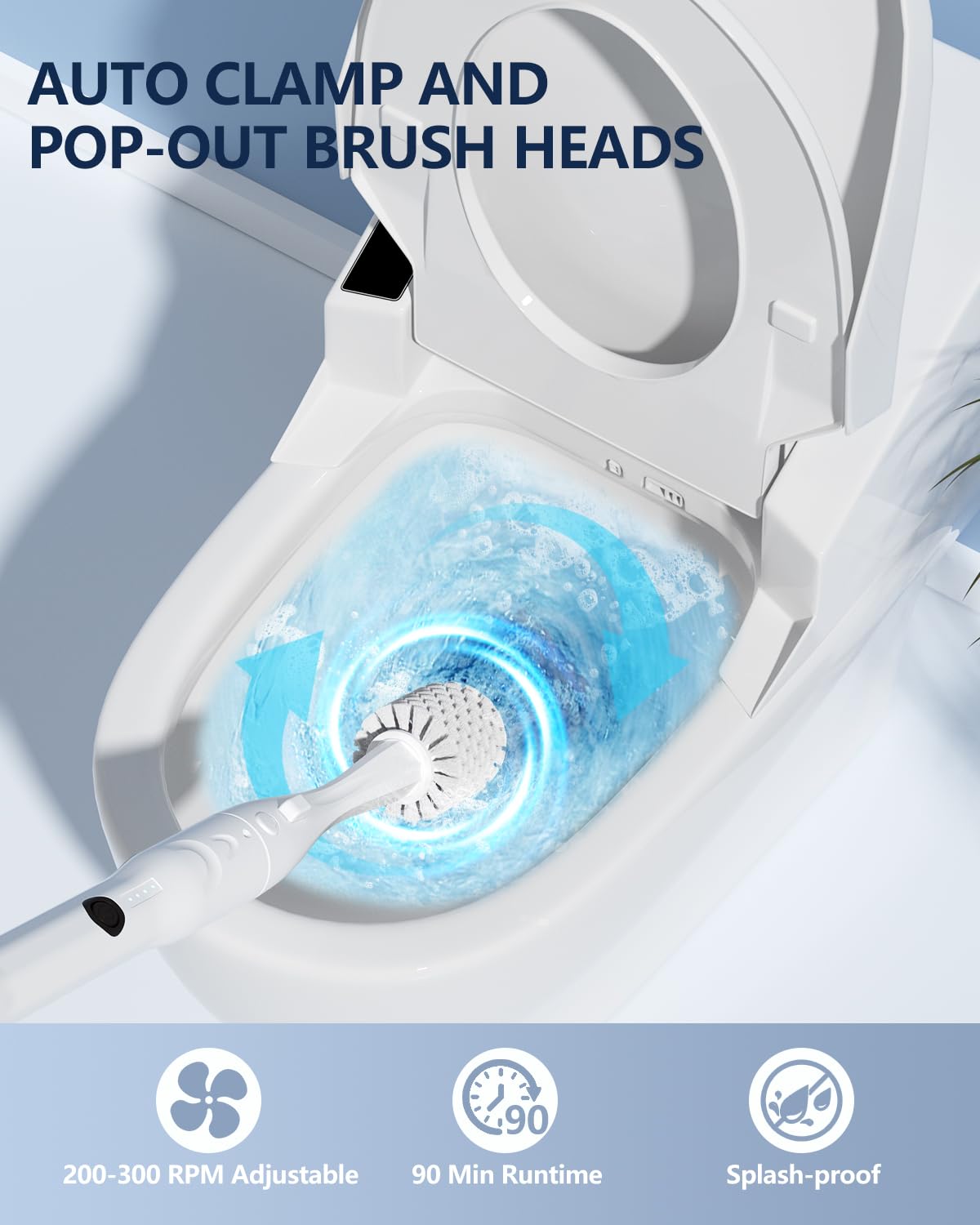 Leebein Electric Toilet Brush and Holder Set, Electric Toilet Bowl Scrubber Kit with 8 Replaceable Brush Heads, Disposable Toilet Brush with 6 Wand