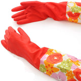 Winter dishwashing gloves waterproof rubber latex thick plus velvet kitchen brush bowl wash clothes rubber plastic housework