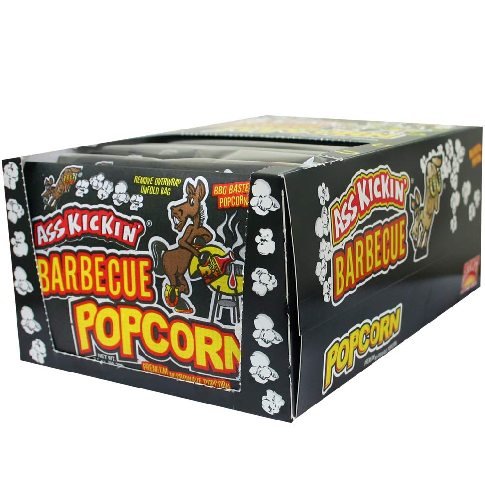 ASS KICKIN' BBQ Microwave Popcorn Bags - 12 Pack - Ultimate Barbecue Gourmet Popcorn Gift - Makes a Great Movie Theater Popcorn or Snack Food